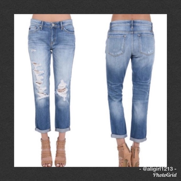 FINAL $ LAST 1 - KanCan Distressed Boyfriend Jeans - Picture 6 of 8